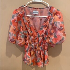 Steve Madden Floral Puff Sleeve Top - Multicolor